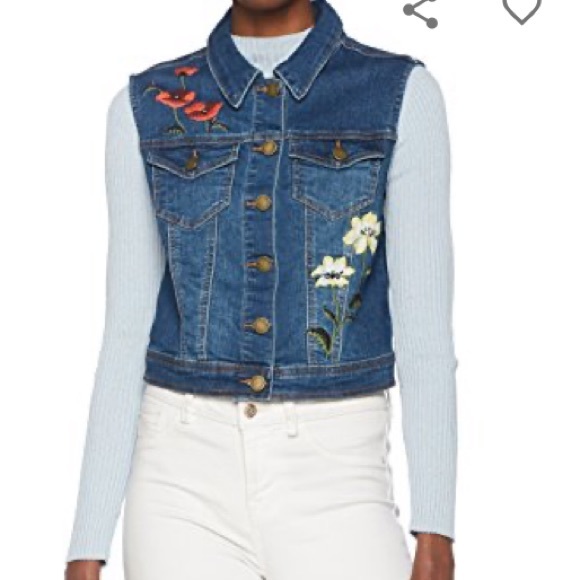 Dark Denim Vest Romeo Juliet Couture Small Embroid - Picture 2 of 10